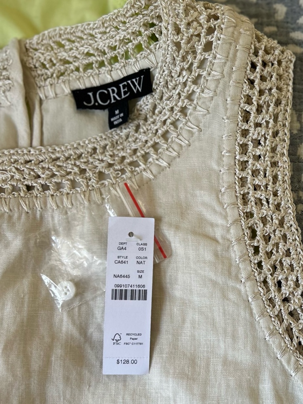 J.CREW Maxine Crochet-Trim Shift Dress in Linen NWT - Picture 6 of 8